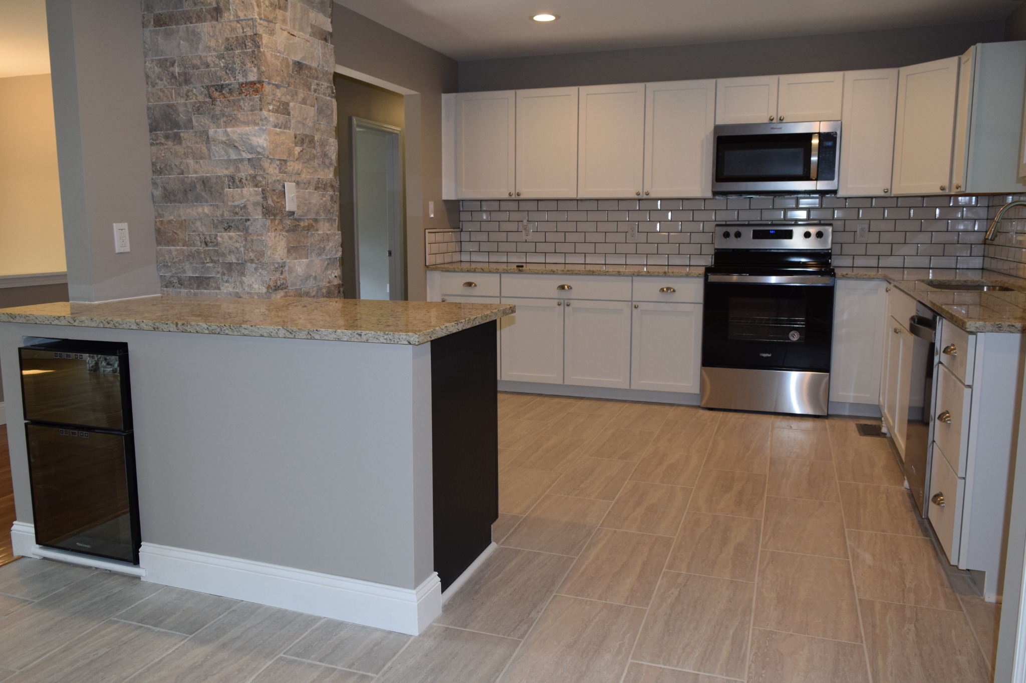 Completed kitchen and living-area remodel